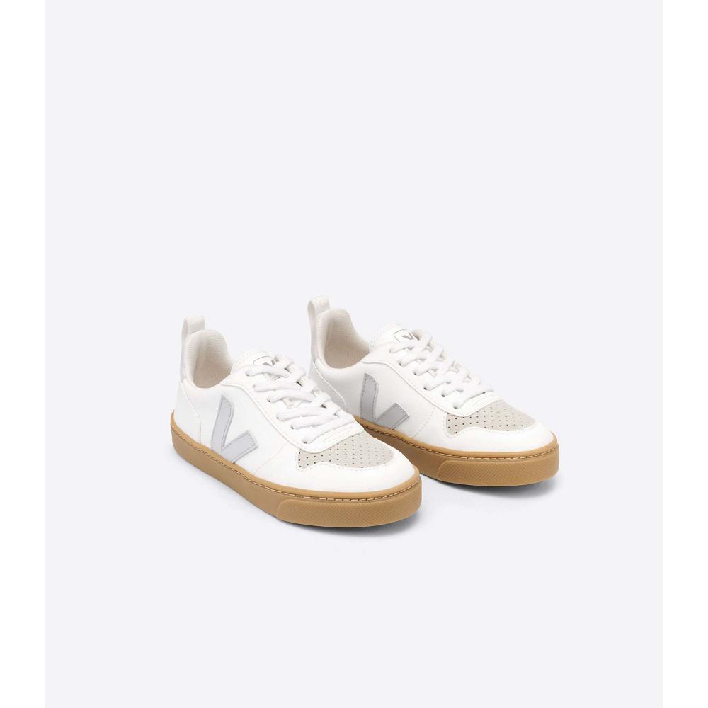 Veja V-10 LACE CWL Kids' Sneakers White/Beige | NZ 851ZUT